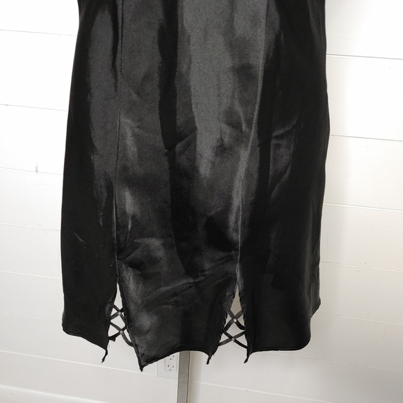 BLACK satin rhinestone chemise size S - Picture 3 of 16